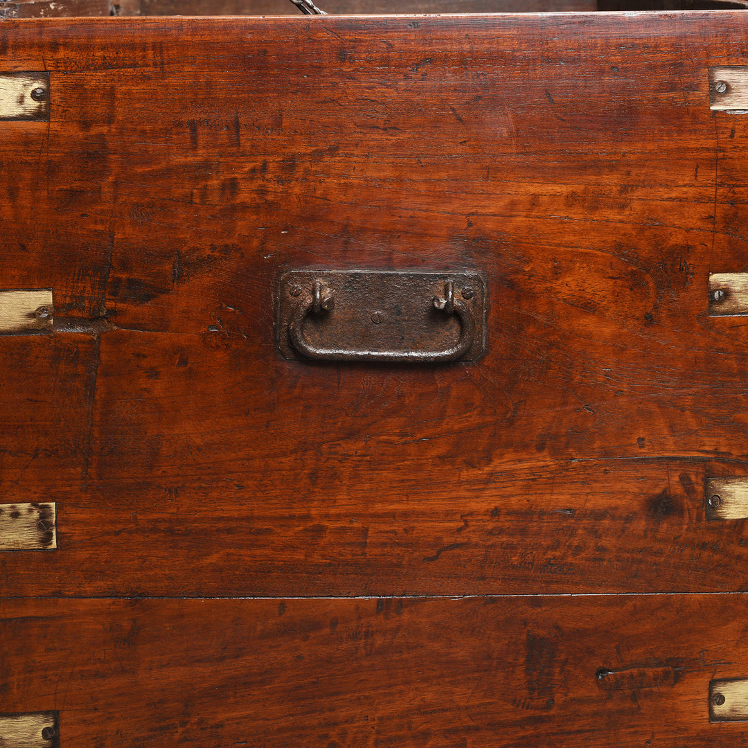 Handle Detail From Brass Bound Teak Indian Military Chest From Rajasthan -19thC | INDIGO ANTIQUES