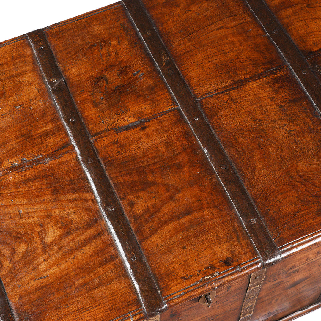 Iron Binding Detail From Brass Bound Teak Indian Military Chest From Rajasthan -19thC | INDIGO ANTIQUES