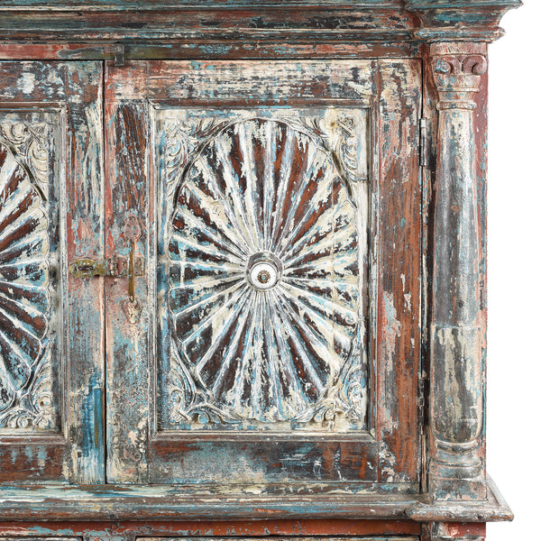 Painted Almirah Indian Cabinet From Diu - 19th Century