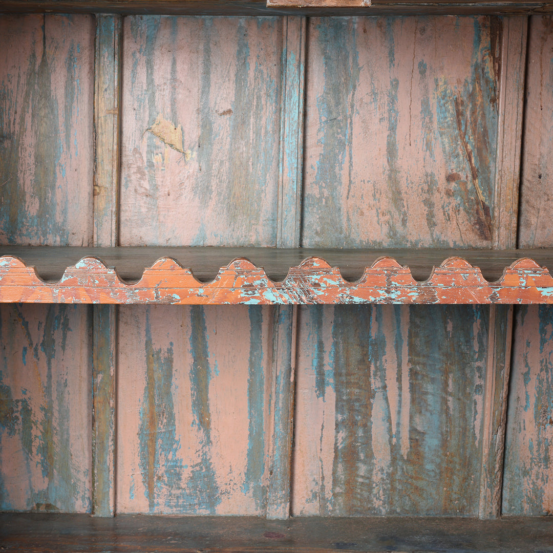 Interior Detail From Antique Painted Almirah Indian Cabinet From Gujarat - 19thC | Indigo Antiques