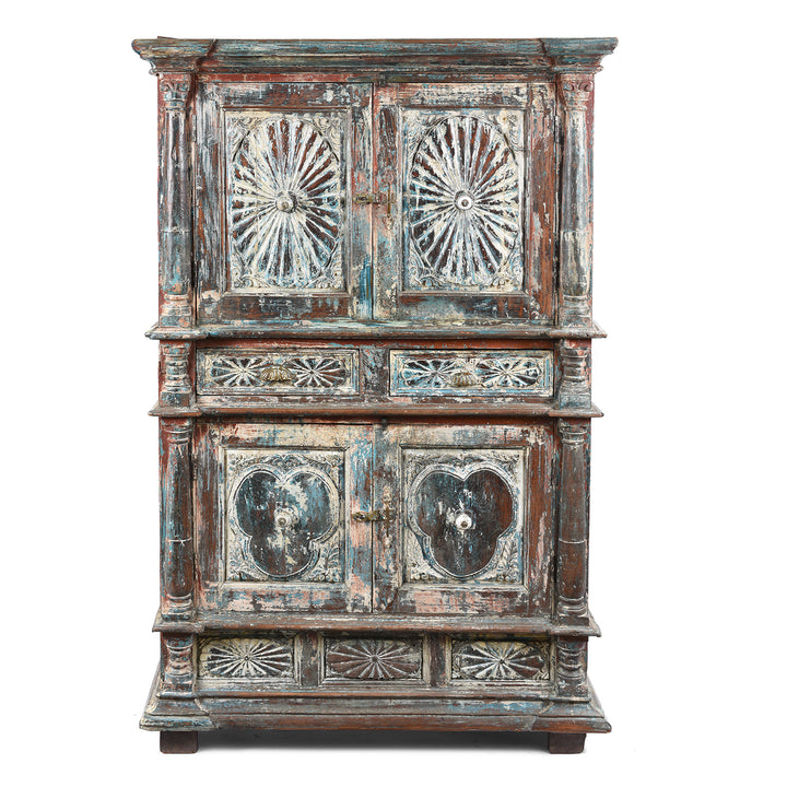 Antique Painted Almirah Indian Cabinet From Gujarat - 19thC | Indigo Antiques