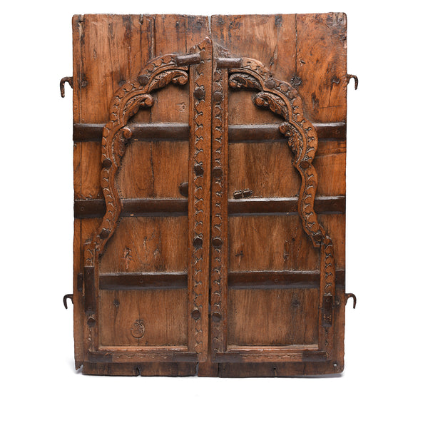 Old Carved Indian Window Shutters From Gujarat - 19thC