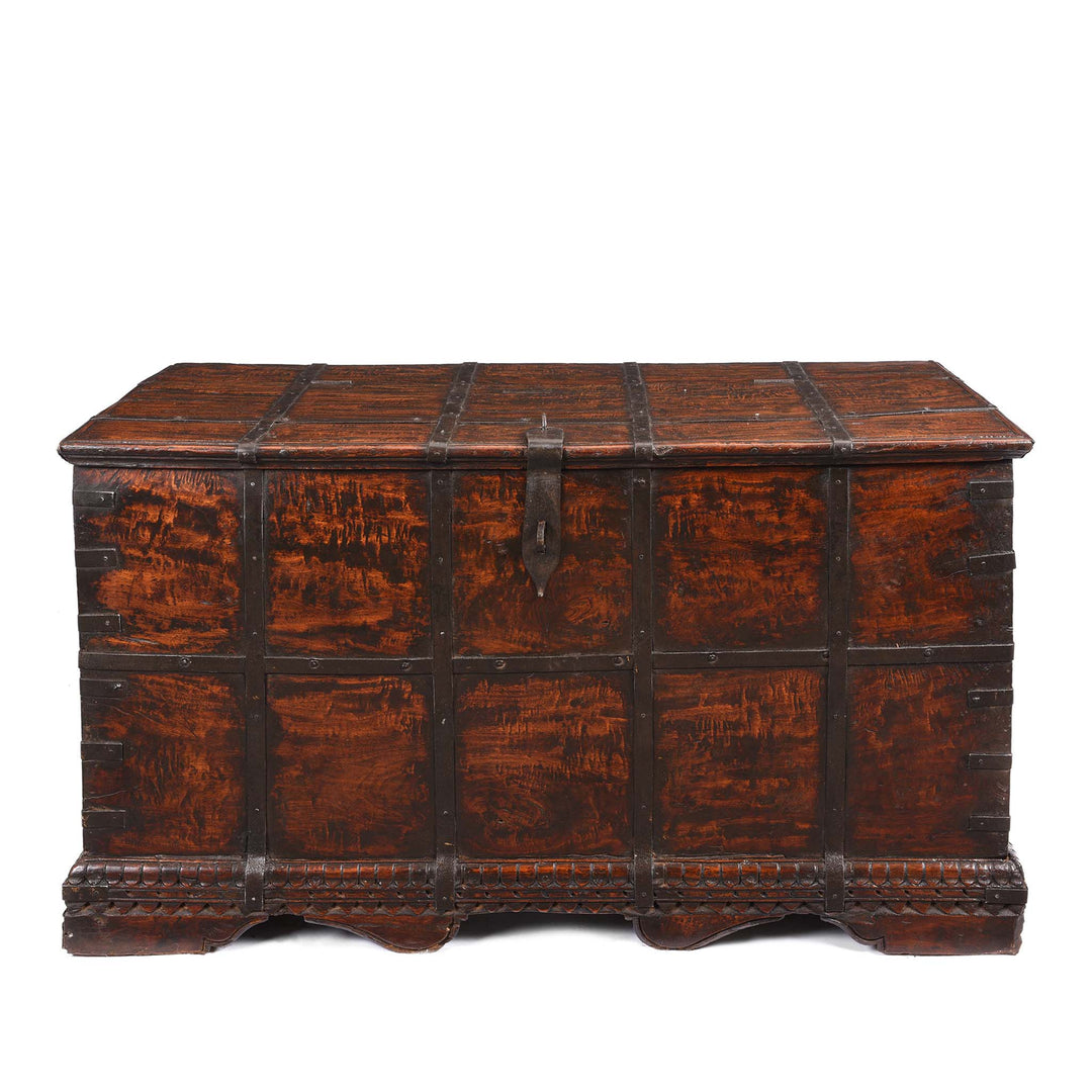 Iron Bound Teak Chest From Gujarat - 19thC | Indigo Antiques