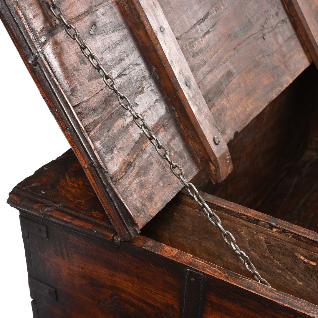 Chain Detail From Iron Bound Teak Chest From Gujarat - 19thC | Indigo Antiques