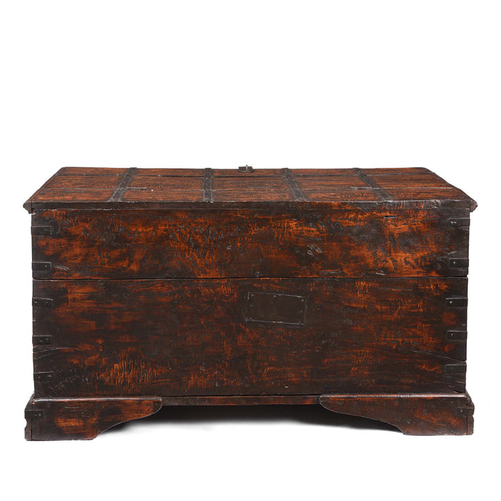 Reverse Of Iron Bound Teak Chest From Gujarat - 19thC | Indigo Antiques