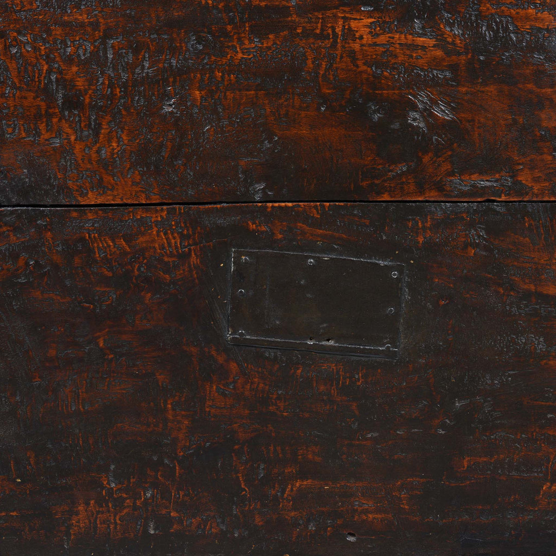 Iron Patch Detail From Reverse Of Iron Bound Teak Chest From Gujarat - 19thC | Indigo Antiques