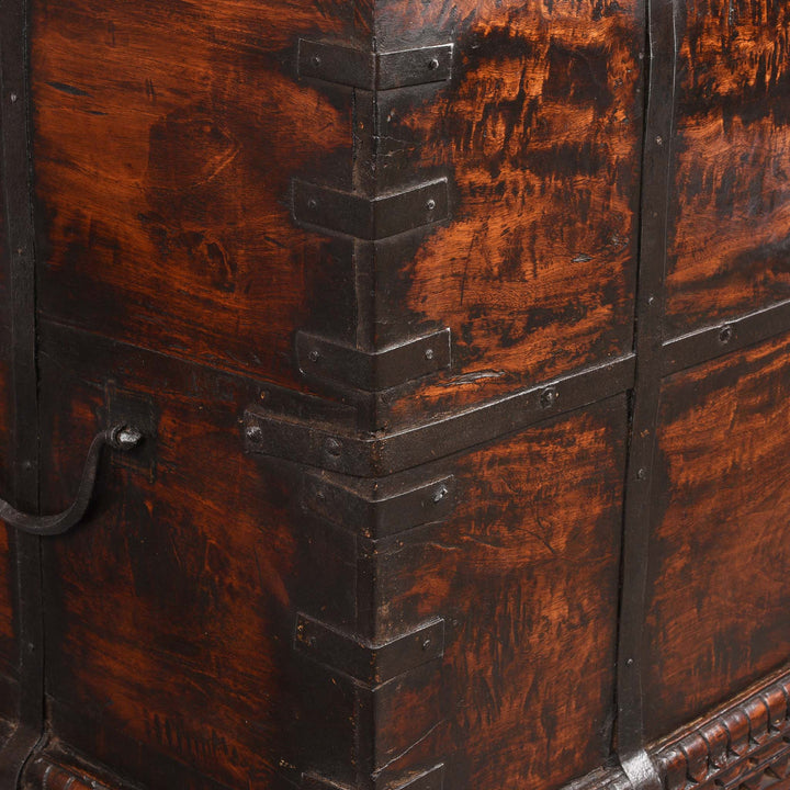 Cornering Detail From Iron Bound Teak Chest From Gujarat - 19thC | Indigo Antiques