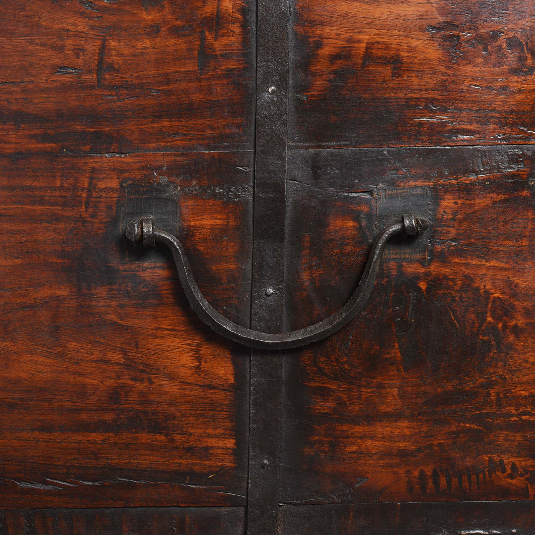 Handle Detail From Iron Bound Teak Chest From Gujarat - 19thC | Indigo Antiques