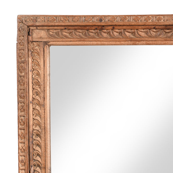 Carving Detail From A Mirror Made From An Old Indian Window From Shekhawati- 19thC