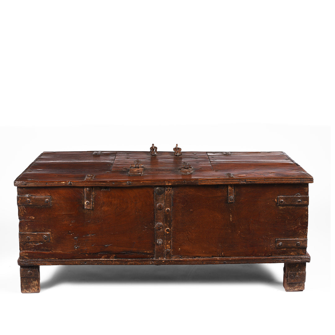 Reverse Of Iron Bound Indian Teak Chest From Gujarat - 18thC | Indigo Antiques