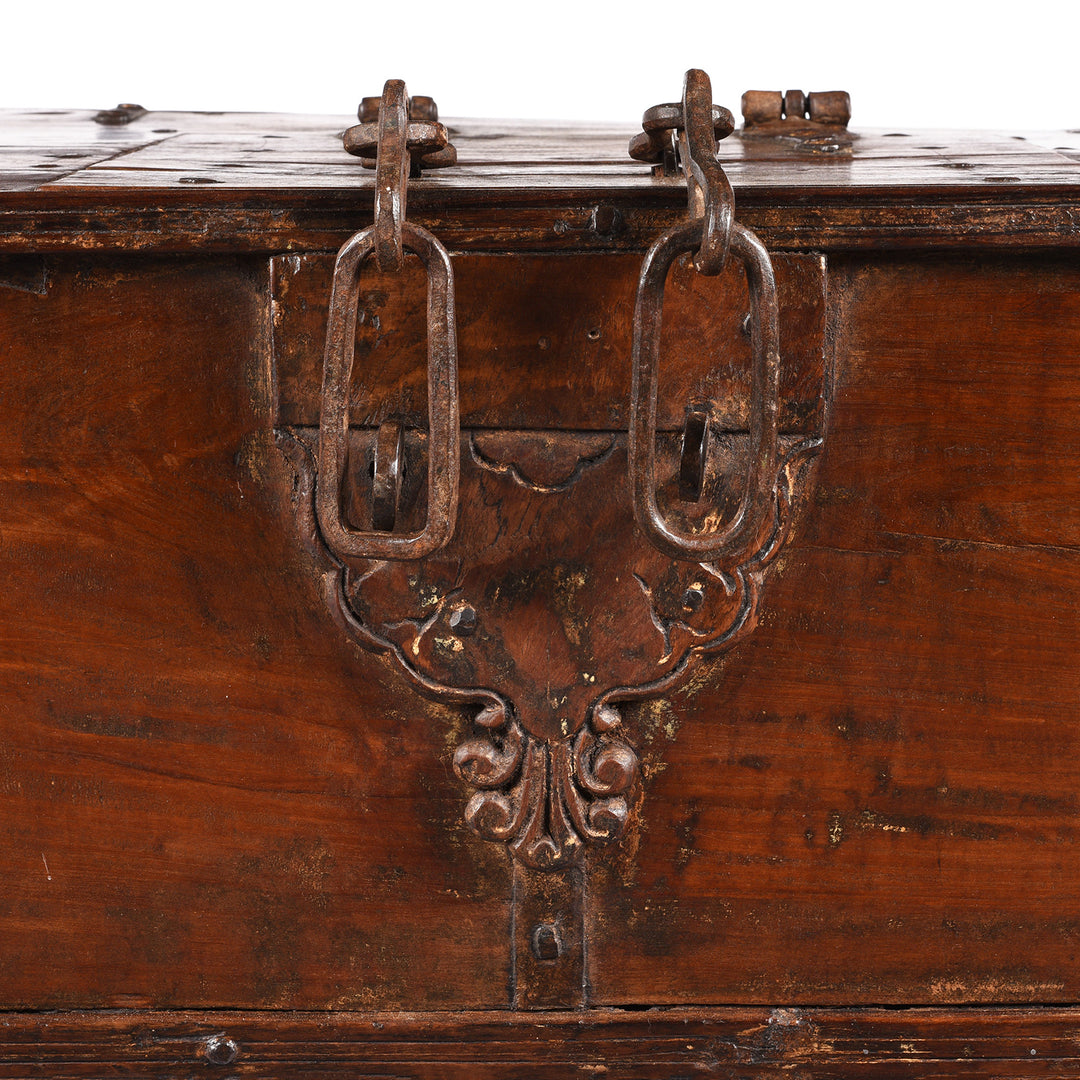 Locking Boss Detail From Iron Bound Indian Teak Chest From Gujarat - 18thC | Indigo Antiques