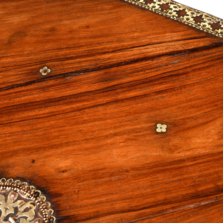 Wood Detail From Antique Octagonal Bajot Low Prayer Table From Rann Of Kutch - 19thC | Indigo Antiques