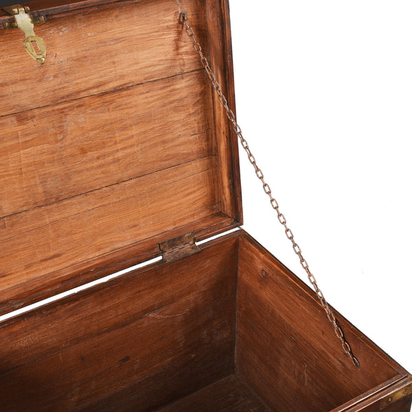 Brass Bound Teak Military Chest From Rajasthan -19th Century