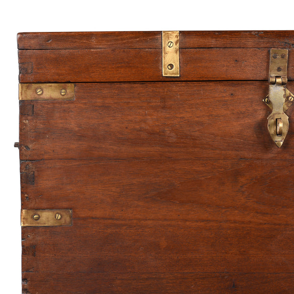 Brass Bound Teak Military Chest From Rajasthan -19th Century