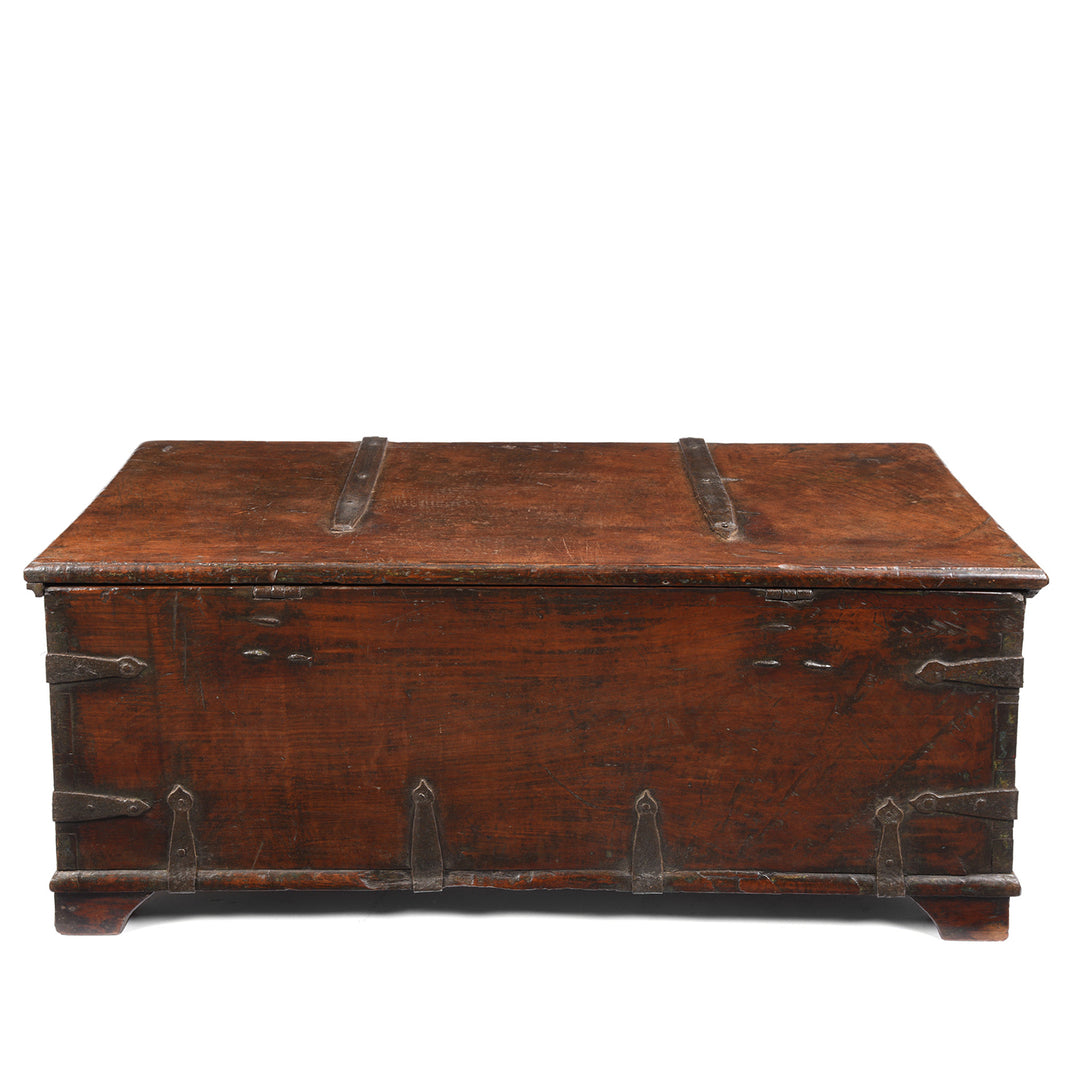 Reverse Of Iron Bound Indian Teak Chest From Gujarat - 19thC | Indigo Antiques