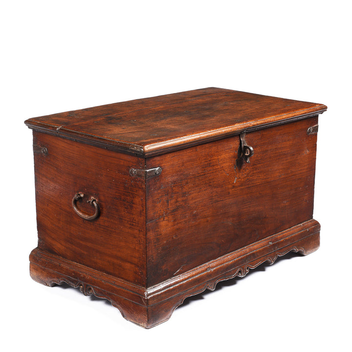 Angled View From Iron Bound Teak Indian Chest From Gujarat - 19thC | Indigo Antiques