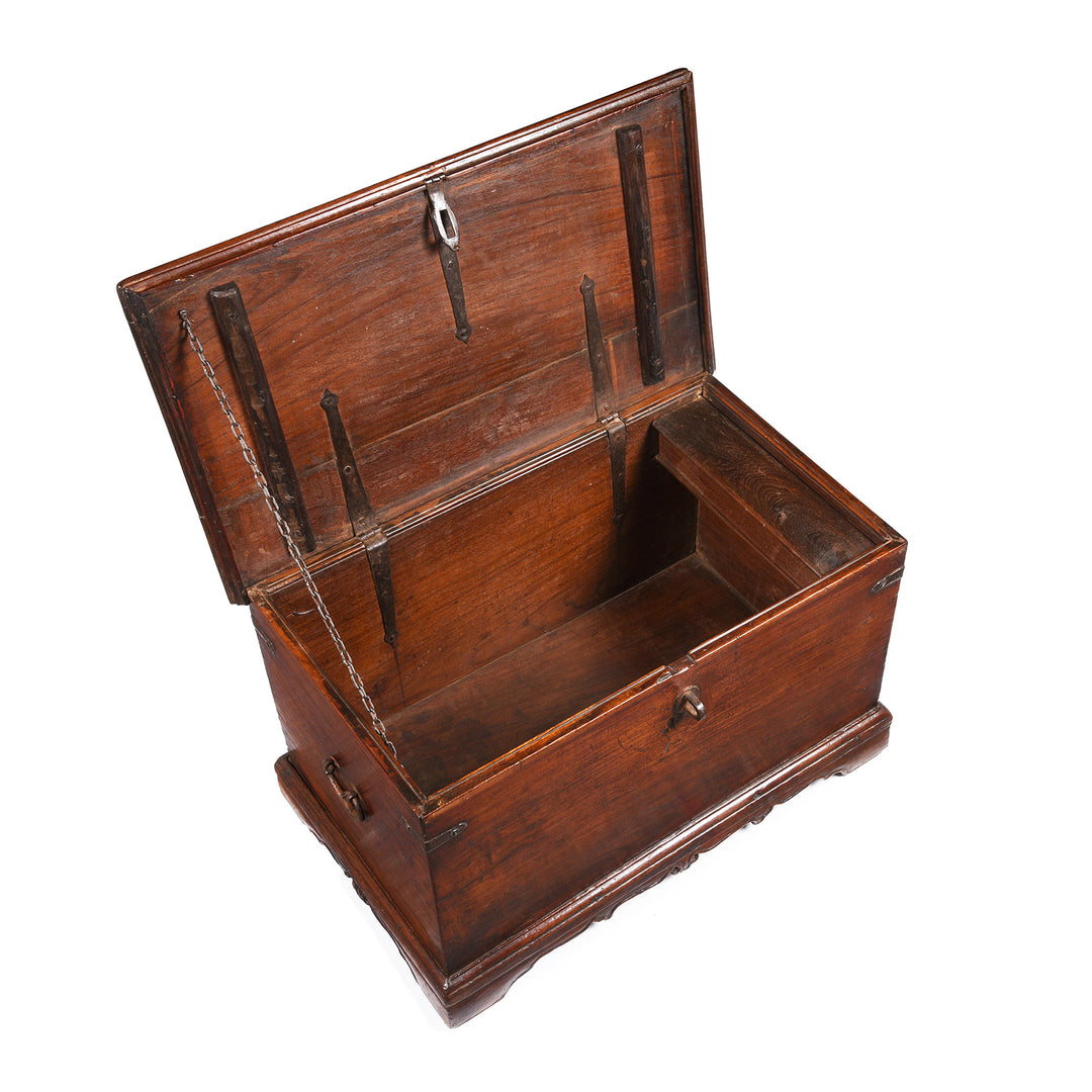 Interior Of Iron Bound Teak Indian Chest From Gujarat - 19thC | Indigo Antiques
