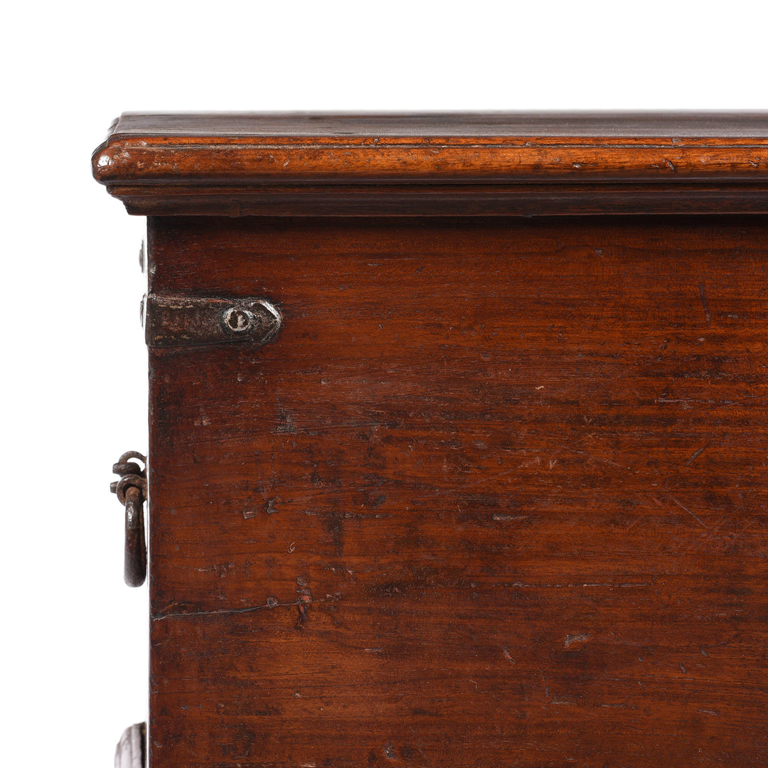 Corner Detail From Iron Bound Teak Indian Chest From Gujarat - 19thC | Indigo Antiques