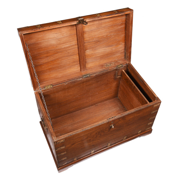 Brass Bound Teak Indian Military Chest From Rajasthan -19thC
