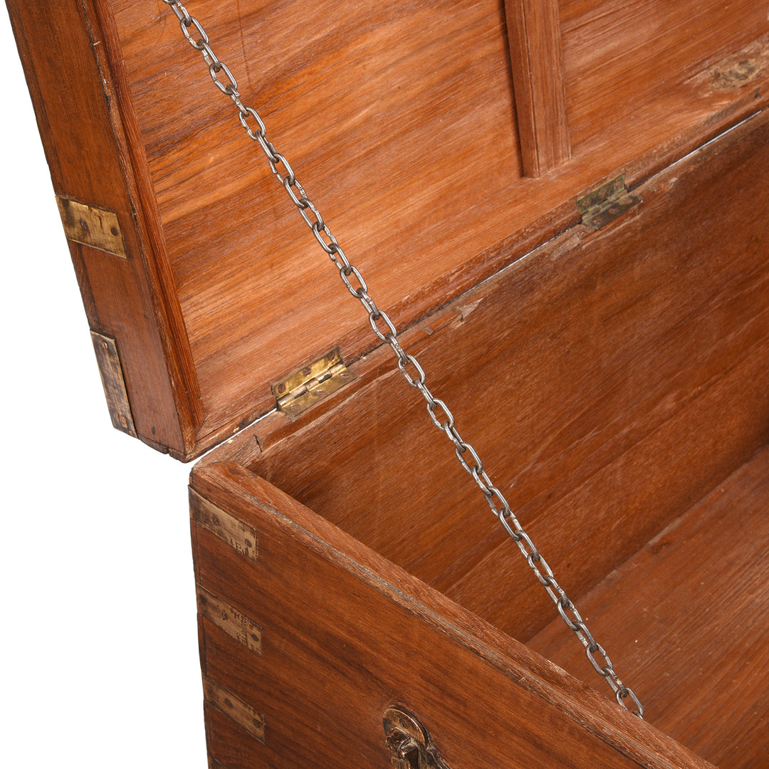 Chain Detail From Brass Bound Teak Indian Military Chest From Rajasthan -19thC | INDIGO ANTIQUES