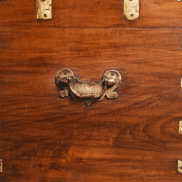 Handle Detail From Brass Bound Teak Indian Military Chest From Rajasthan -19thC | INDIGO ANTIQUES