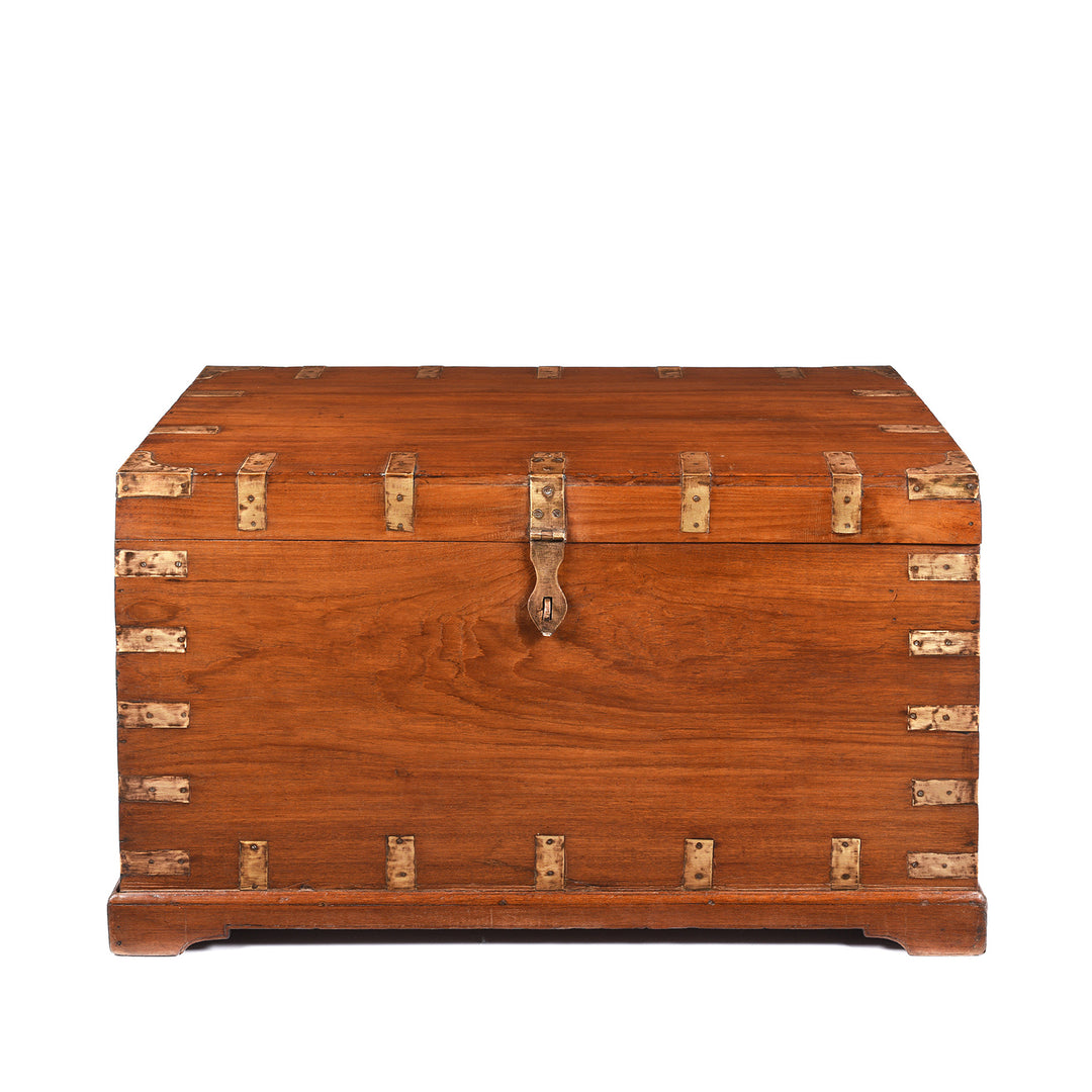 Brass Bound Teak Indian Military Chest From Rajasthan -19thC | INDIGO ANTIQUES