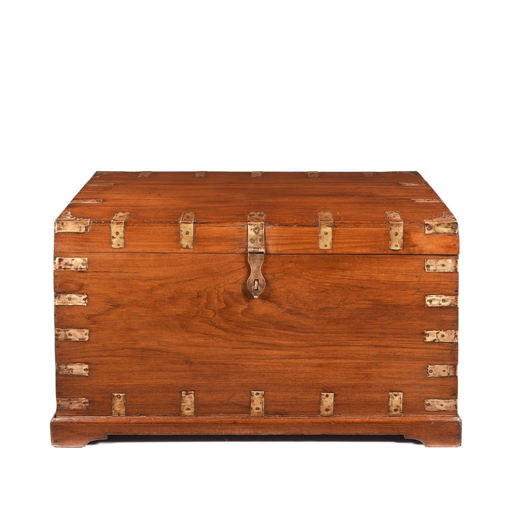 Brass Bound Teak Indian Military Chest From Rajasthan -19thC | INDIGO ANTIQUES