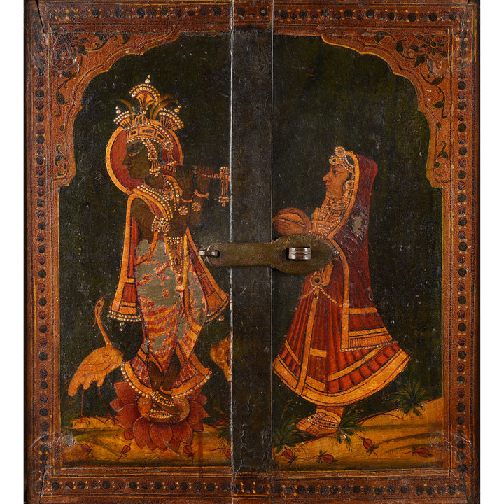 Antique Painted Indian Window Shutter From Bikaner - 19th Century | Indigo Antiques