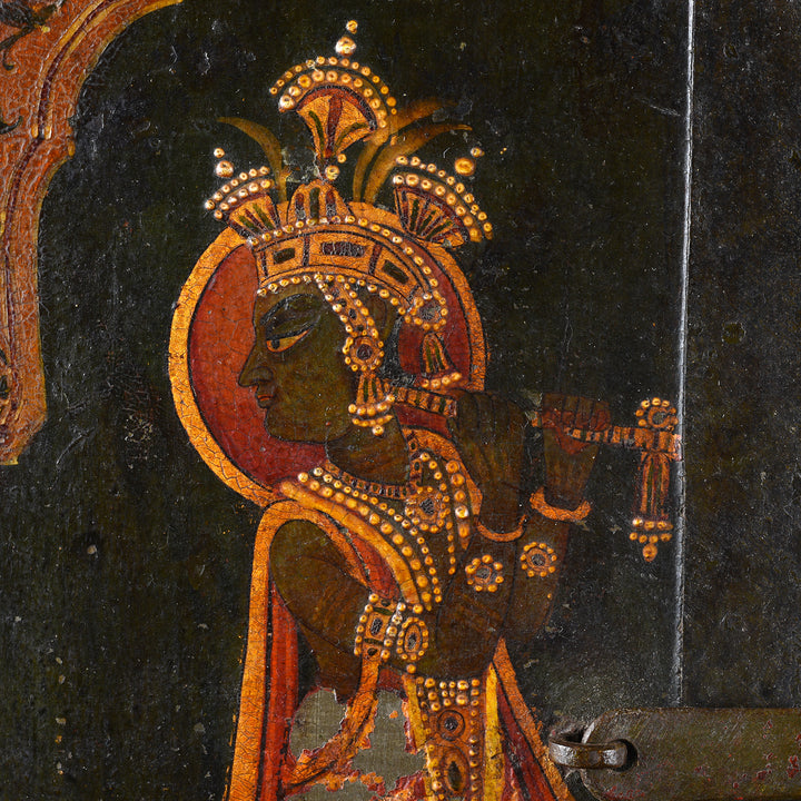 Detail From Antique Painted Indian Window Shutter From Bikaner - 19th Century | Indigo Antiques