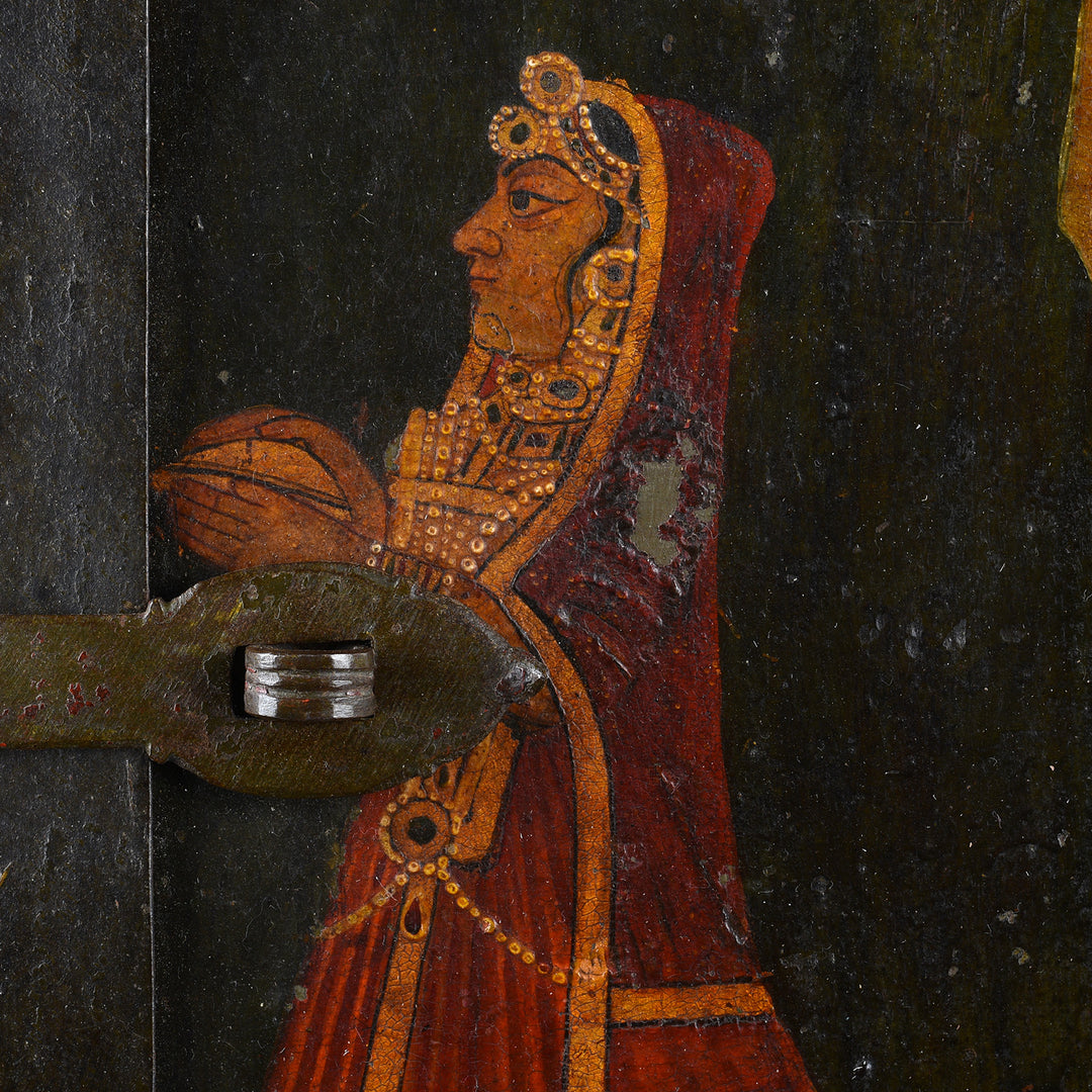 Detail From Antique Painted Indian Window Shutter From Bikaner - 19th Century | Indigo Antiques