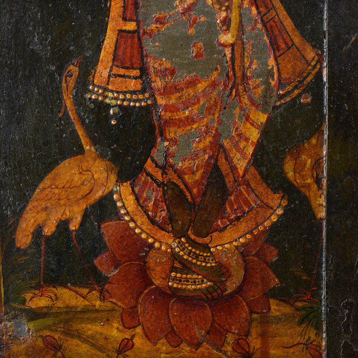 Paintwork Detail From Antique Painted Indian Window Shutter From Bikaner - 19th Century | Indigo Antiques