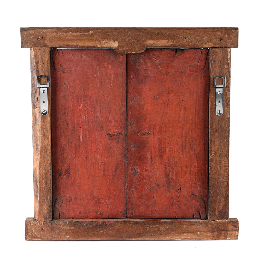 Back Of Antique Painted Indian Window Shutter From Bikaner - 19th Century | Indigo Antiques
