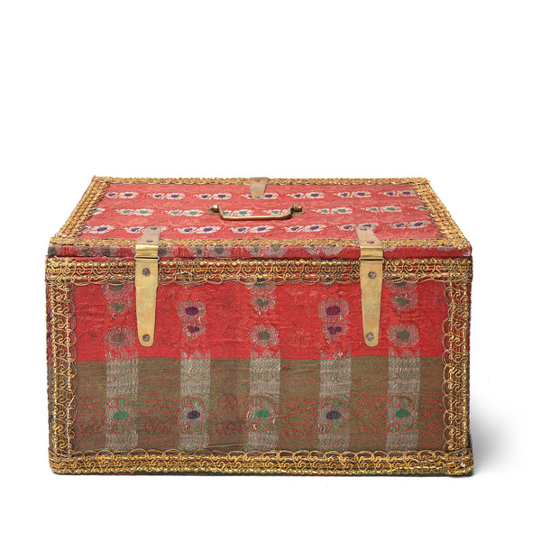 Vintage Red Textile Box From Rajasthan