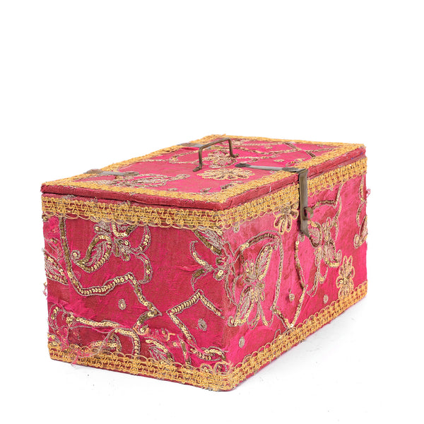 Vintage Pink Textile Box From Rajasthan