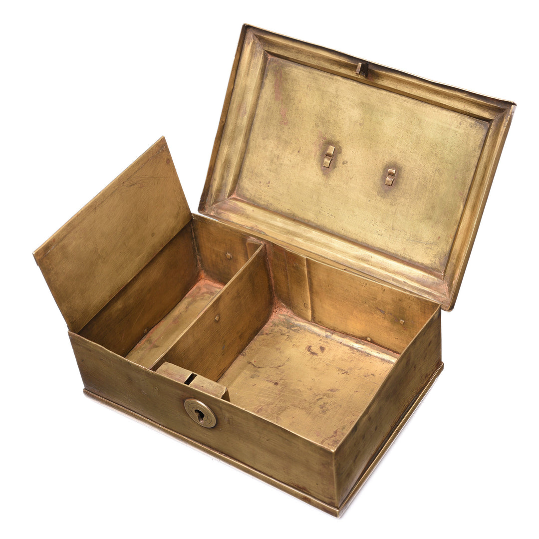 Open View Of Indian Brass Paan Box From Rajasthan - Early 20thC | Indigo Antiques
