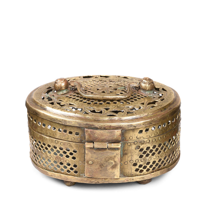 Reverse Of Brass Jali Work Paan Box From India - Early 20thC | Indigo Antiques