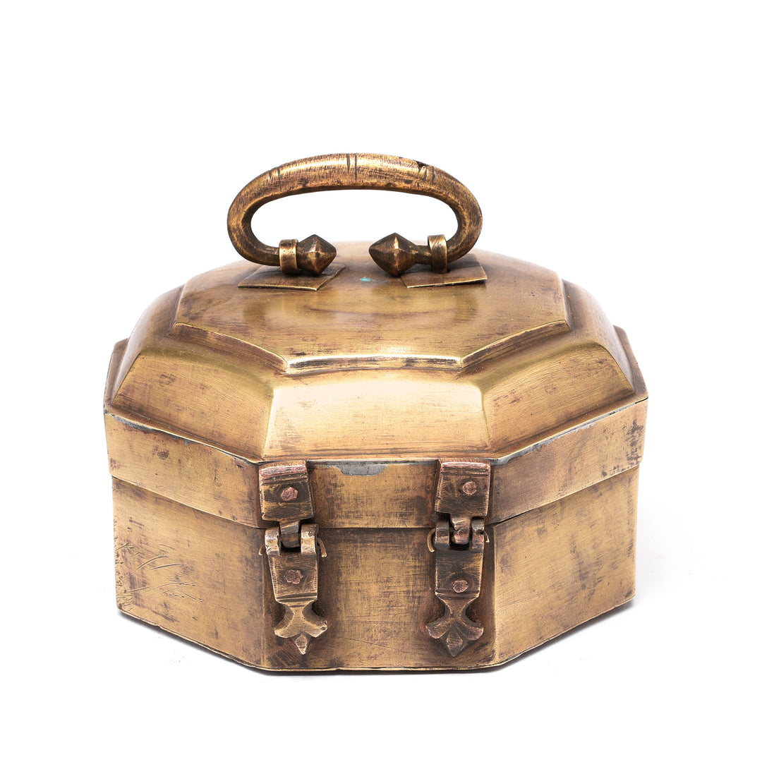 Back Of Antique Indian Brass Paan Box From Rajasthan - Early 20thC | Indigo Antiques