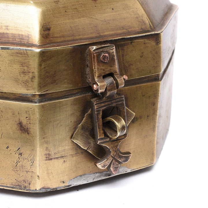 Latch Detail From Antique Indian Brass Paan Box From Rajasthan - Early 20thC | Indigo Antiques