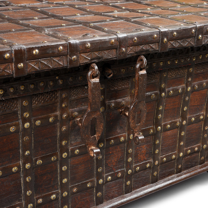 Hasps Detail From Antique Iron Bound Indian Chest From Gujarat - 19thC | Indigo Antiques