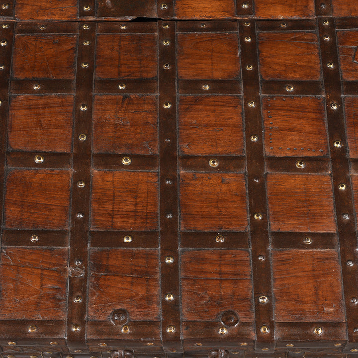 Binding Detail From Surface Of Antique Iron Bound Indian Chest From Gujarat - 19thC | Indigo Antiques