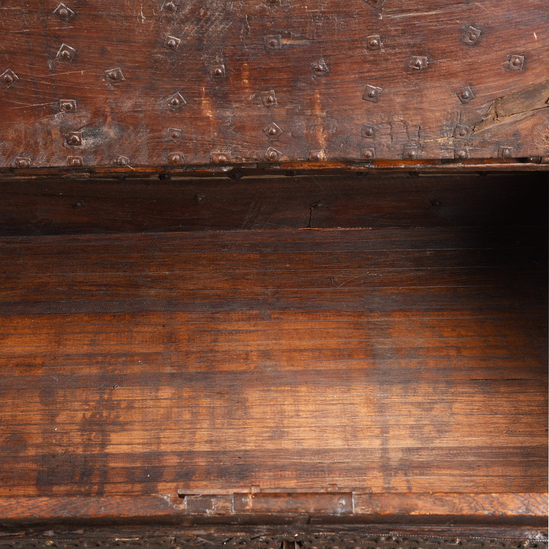 Interior Detail From Antique Iron Bound Indian Chest From Gujarat - 19thC | Indigo Antiques