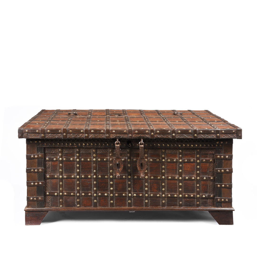 Antique Iron Bound Indian Chest From Gujarat - 19thC | Indigo Antiques