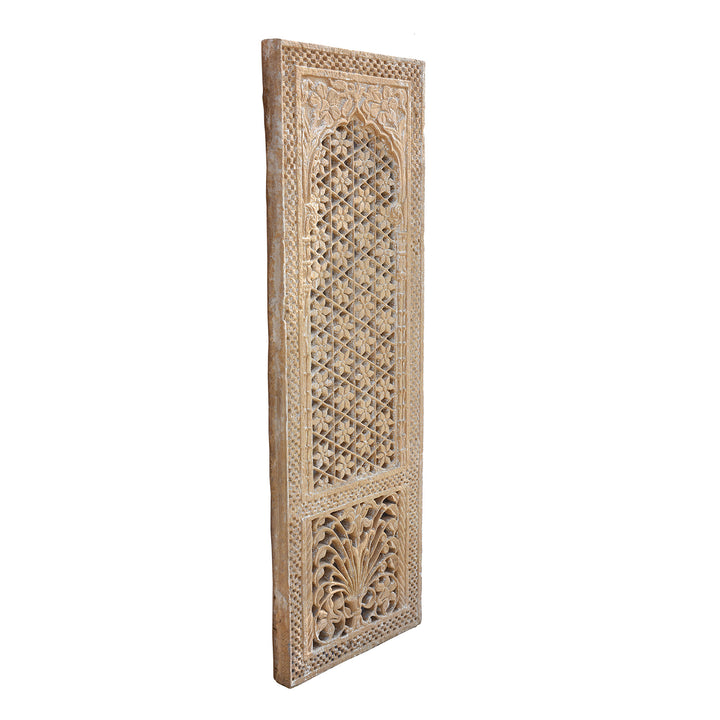 Angled View Of Old Carved Indian Stone Jali Panel From Rajasthan - 19thC | Indigo Antiques