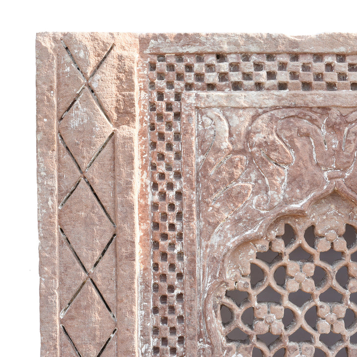 Corner Detail From Old Carved Indian Stone Jali Panel From Rajasthan - 19thC | Indigo Antiques