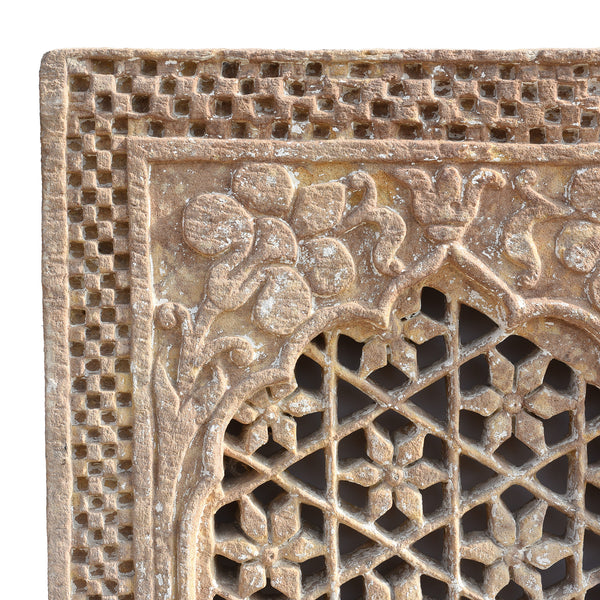 Old Indian Stone Jali Panel From Rajasthan - 18thC