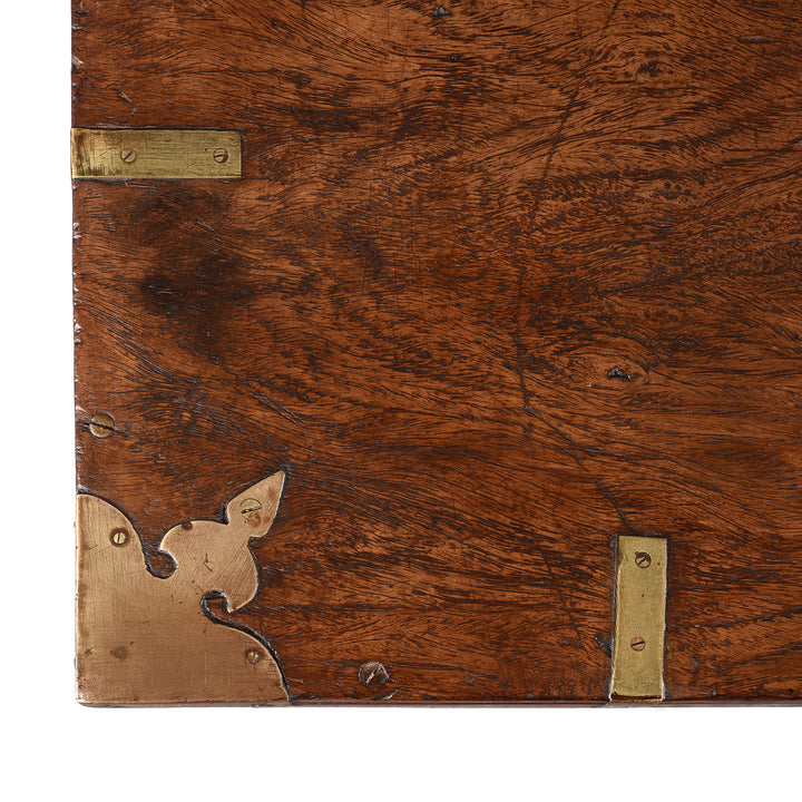 Detail From Antique Brass Bound Teak Indian Military Chest From Rajasthan -19th Century | Indigo Antiques