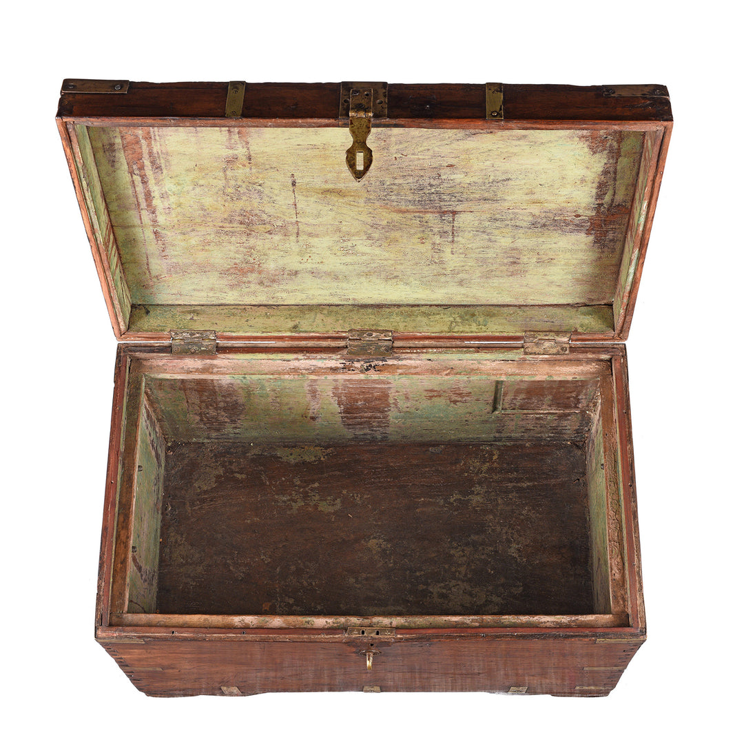 Interior Of Antique Brass Bound Teak Indian Military Chest From Rajasthan -19th Century | Indigo Antiques