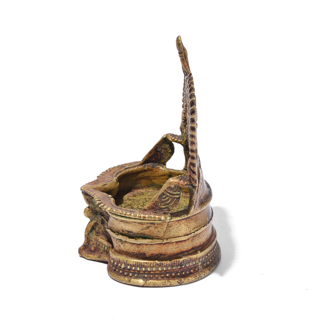 Side View Of Antique Bronze Deepa Lakshmi Votive Lamp From Tamil Nadu - 19th Century | INDIGO ANTIQUES