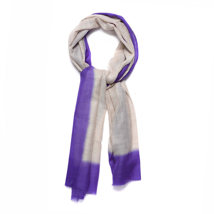 Purple Trim Fine Wool and Silk Scarf - Various Colours | Indigo Antiques