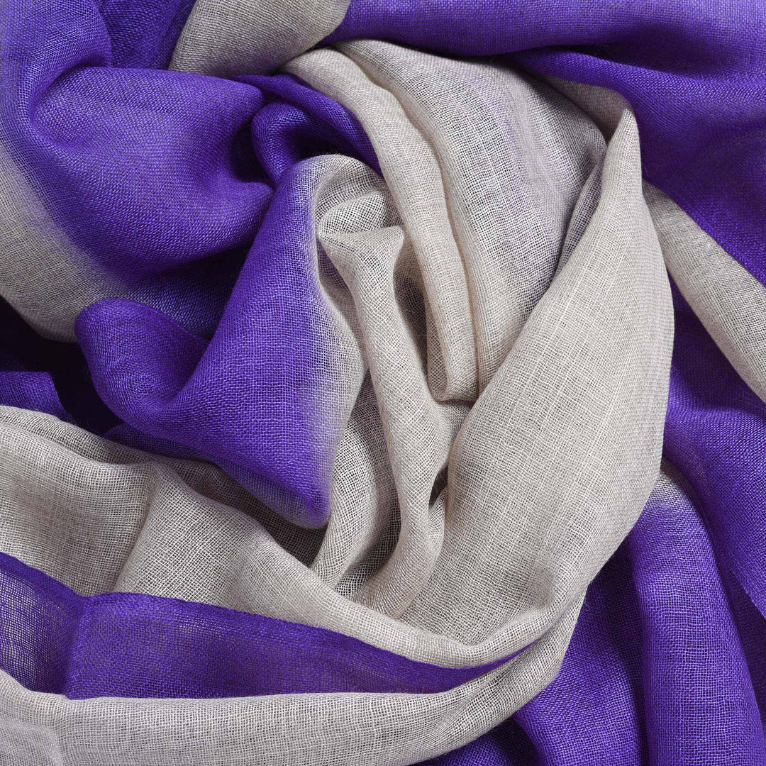 Purple Trim Detail Fine Wool and Silk Scarf - Various Colours | Indigo Antiques